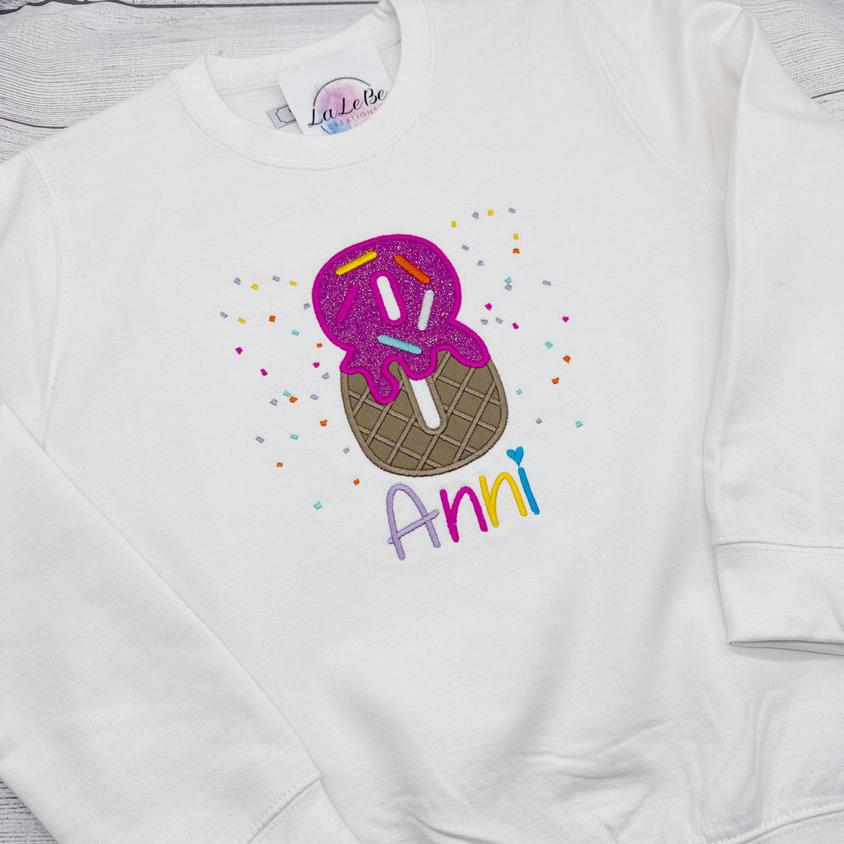 Personalisiertes Geburtstagsshirt mit Eis, Streuseln und Glitzer (Bild 15 von 18)