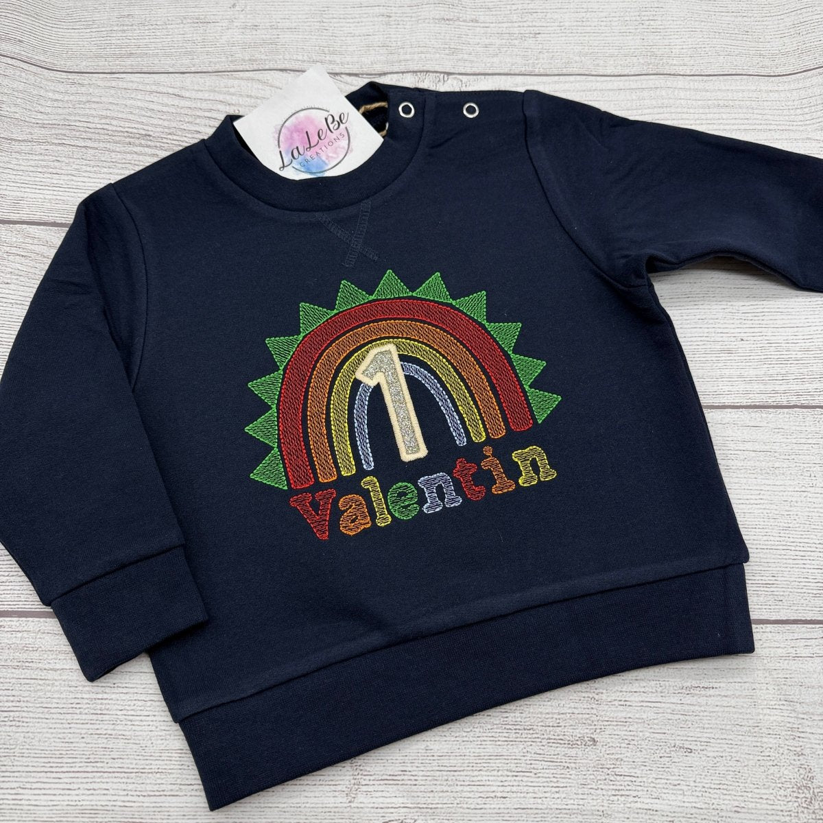 Dino Regenbogen Geburtstagsshirt personalisiert LaLeBe Creations