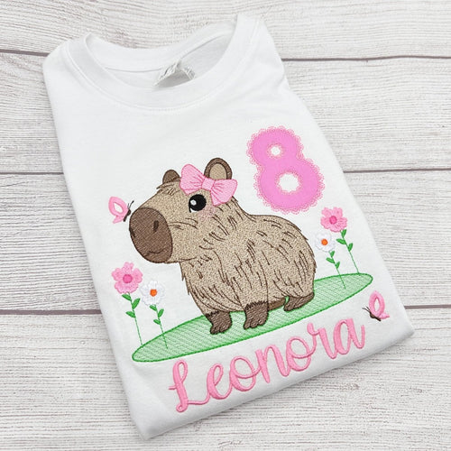 Capybara Geburtstagsshirt Mädchen personalisiert mit Name und Alter