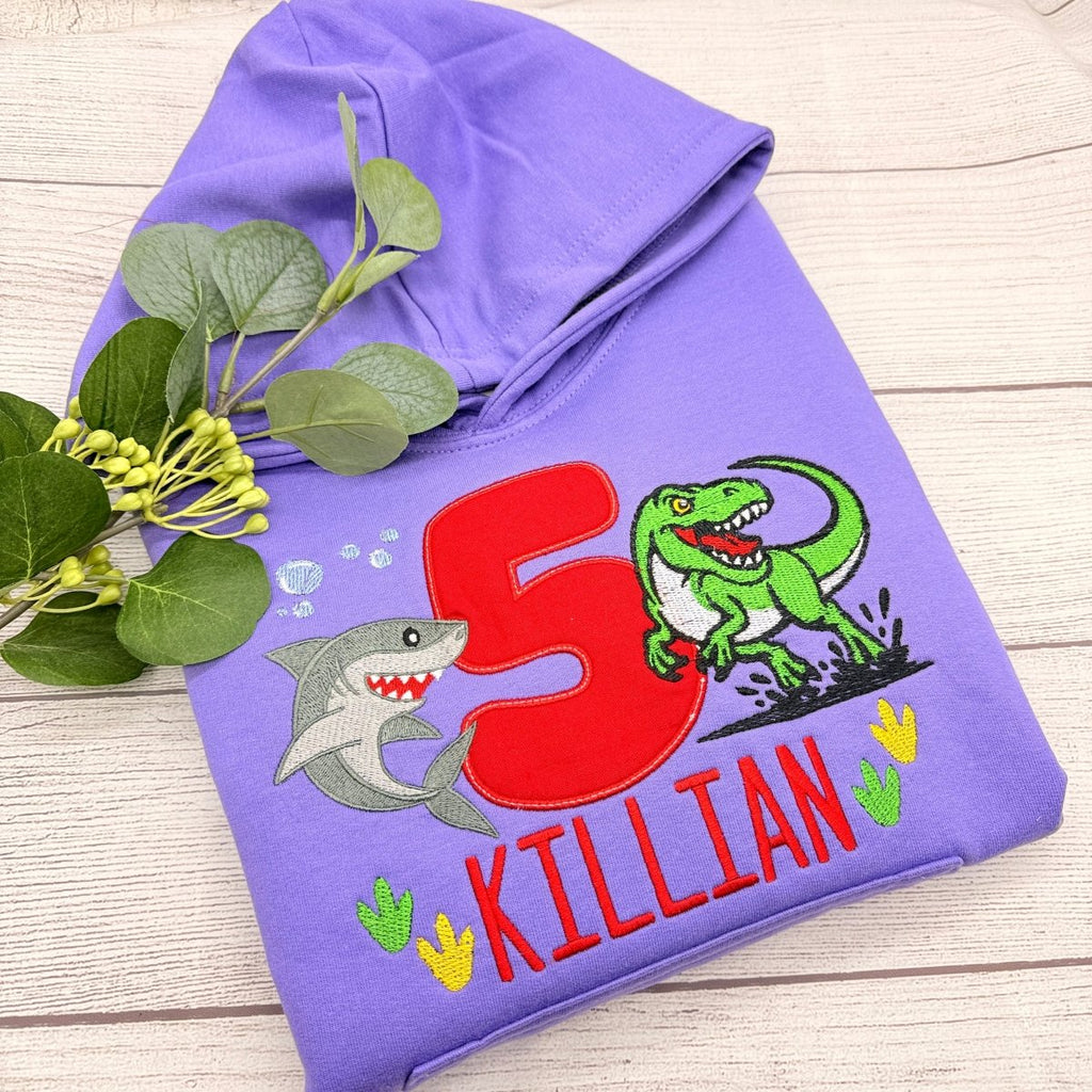 Dino Hai Geburtstagsshirt Jungen personalisiert mit Name und Alter