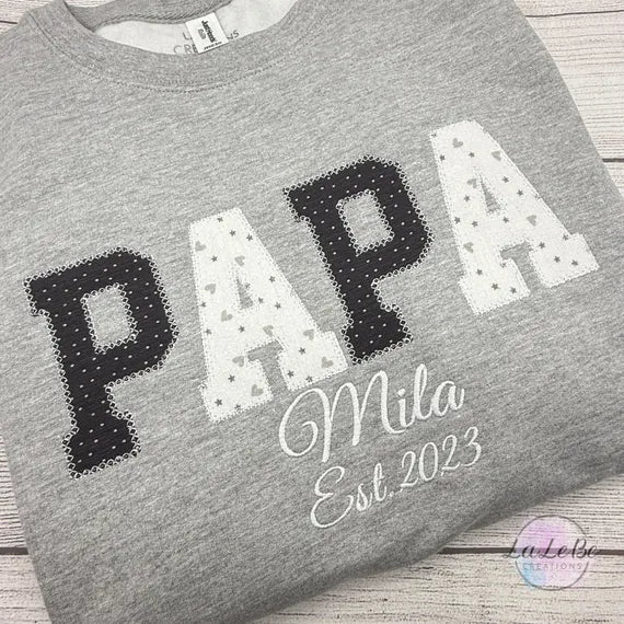 Keepsake Sweatshirt Papa, Familien-Erinnerungssweatshirt, Personalisiert mit Kinderkleidung