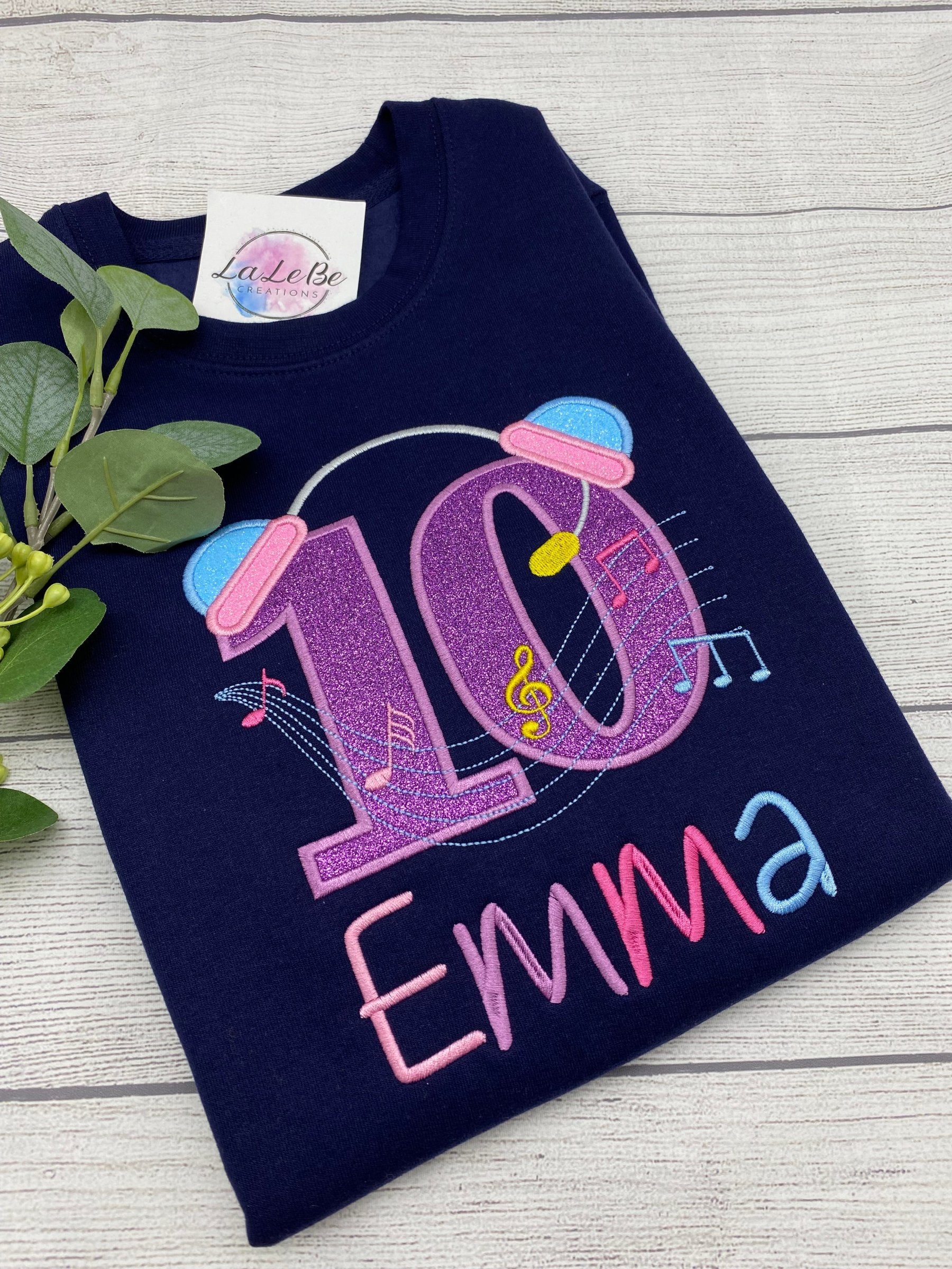 Personalisierter Kinderpullover mit Name & Musikmotiv - Sweatshirt Navy