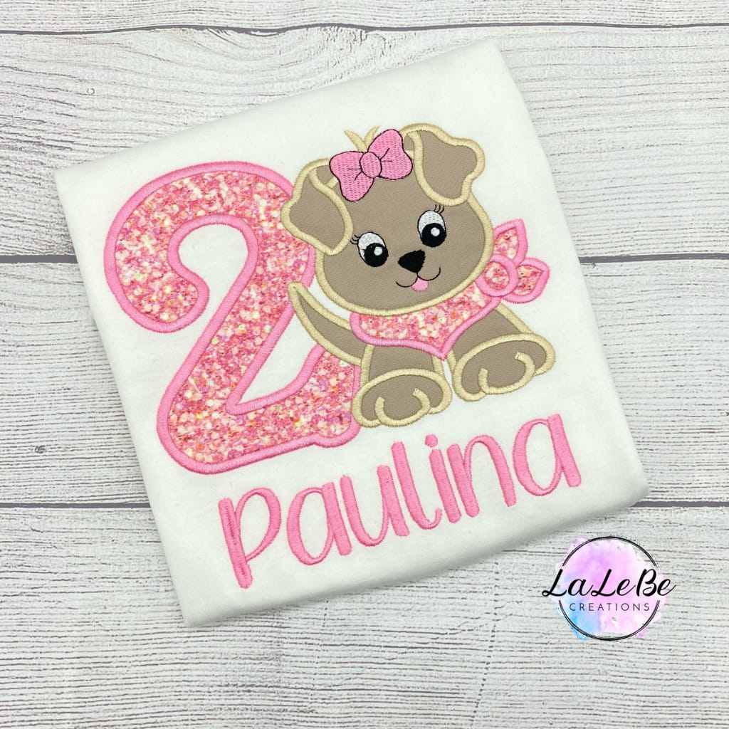 Besticktes Geburtstags-T-Shirt mit Welpenmotiv