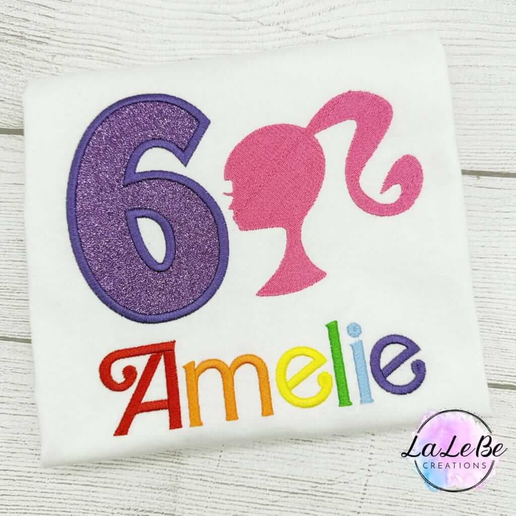 Besticktes Geburtstagsshirt für Mädchen – Mädchen - Gesicht Motiv - lalebecreations.de