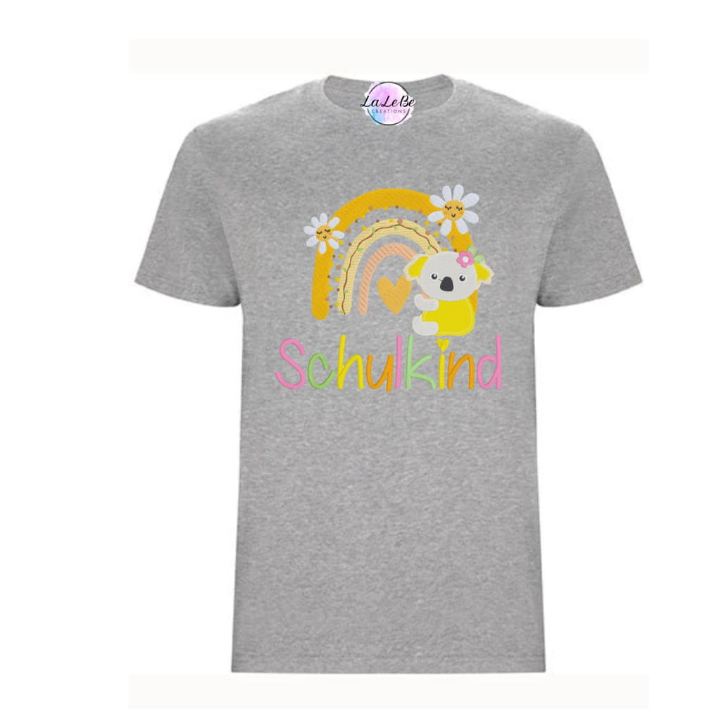 Besticktes T-Shirt zum ersten Schultag mit Koala-