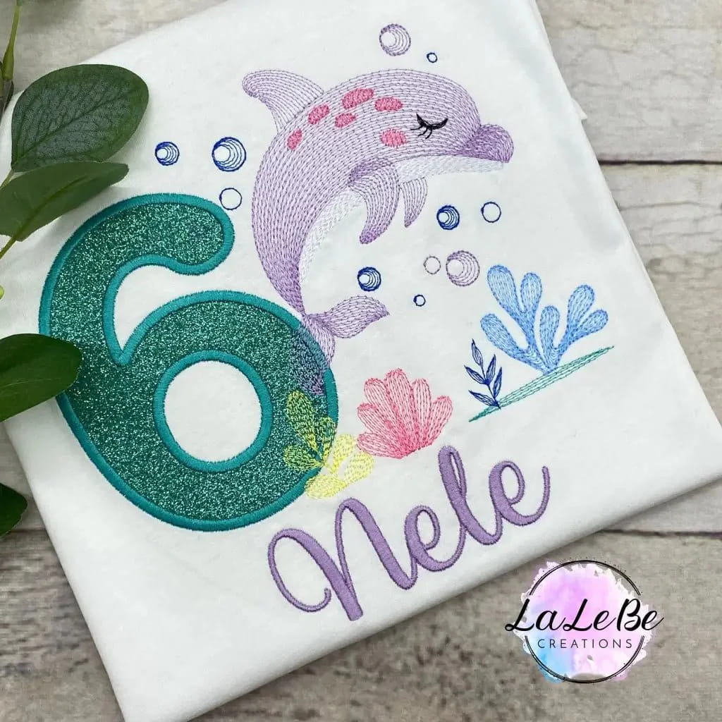 Delfin Geburtstags - T-Shirt Unterwasser Shirt - lalebecreations.de