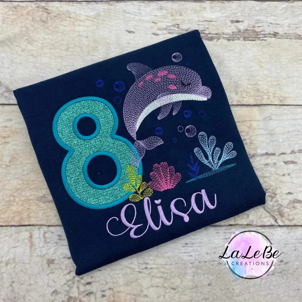 Delfin Geburtstags-T-Shirt Unterwasser Shirt T-Shirt / Navy