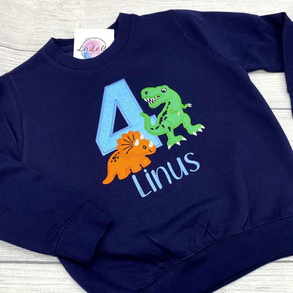 Dinosaurier Geburtstagspullover für Kinder - lalebecreations.de