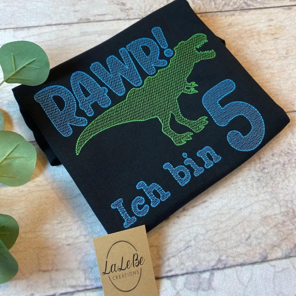 Dinosaurier T-Shirt mit Zahl und Name - lalebecreations.de