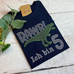 Dinosaurier T-Shirt mit Zahl und Name - lalebecreations.de