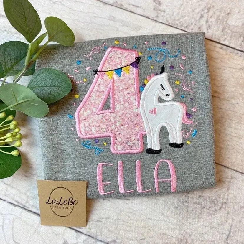 Einhorn Geburtstagsshirt für Mädchen - lalebecreations.de