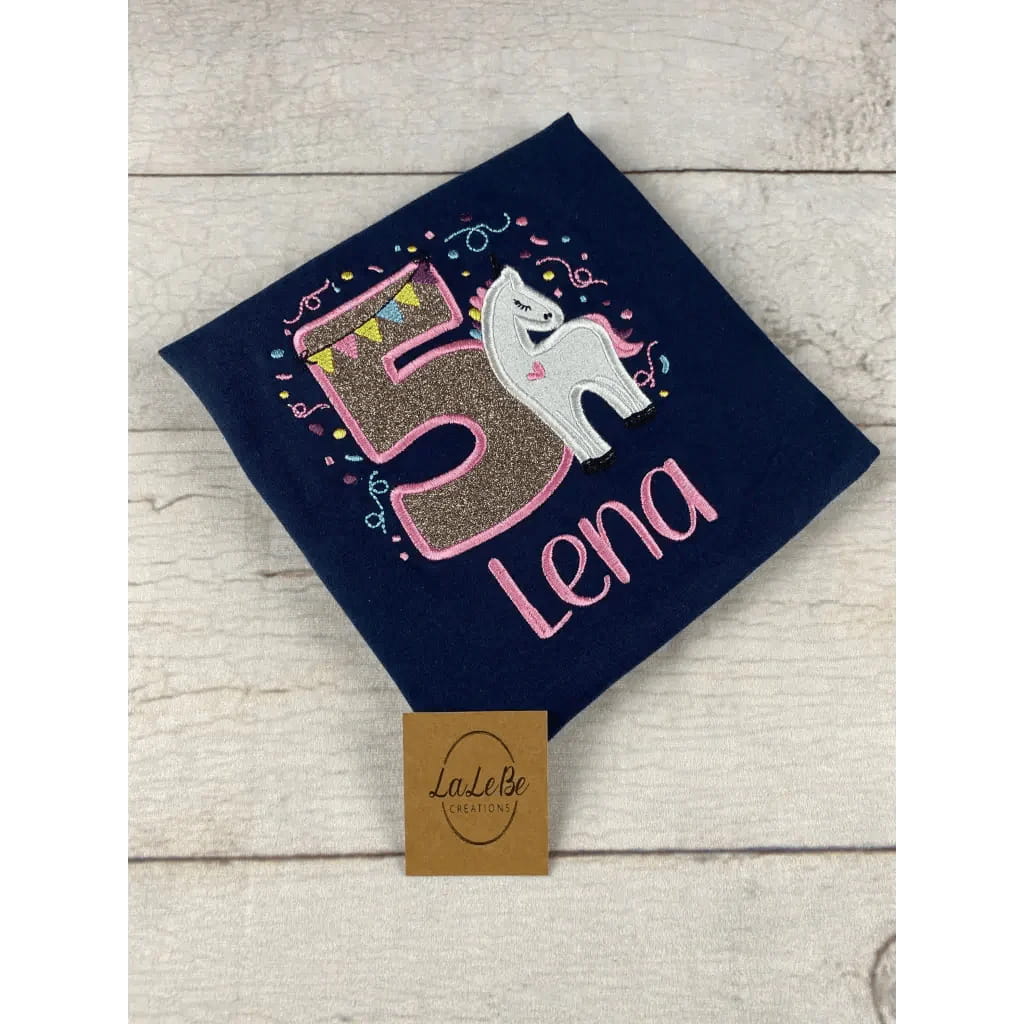 Einhorn Geburtstagsshirt mit Konfetti und Glitzer T-Shirt