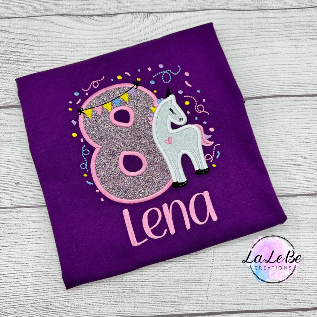 Einhorn Geburtstagsshirt mit Konfetti und Glitzer