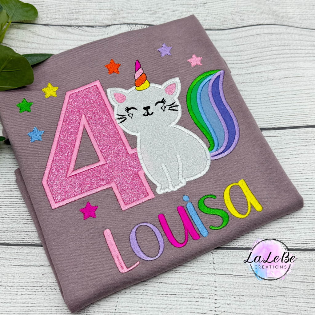 Einhornkatze Geburtstagsshirt für Mädchen - lalebecreations.de