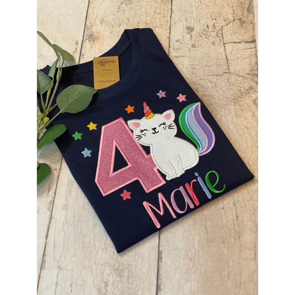 Einhornkatze Geburtstagsshirt für Mädchen - lalebecreations.de