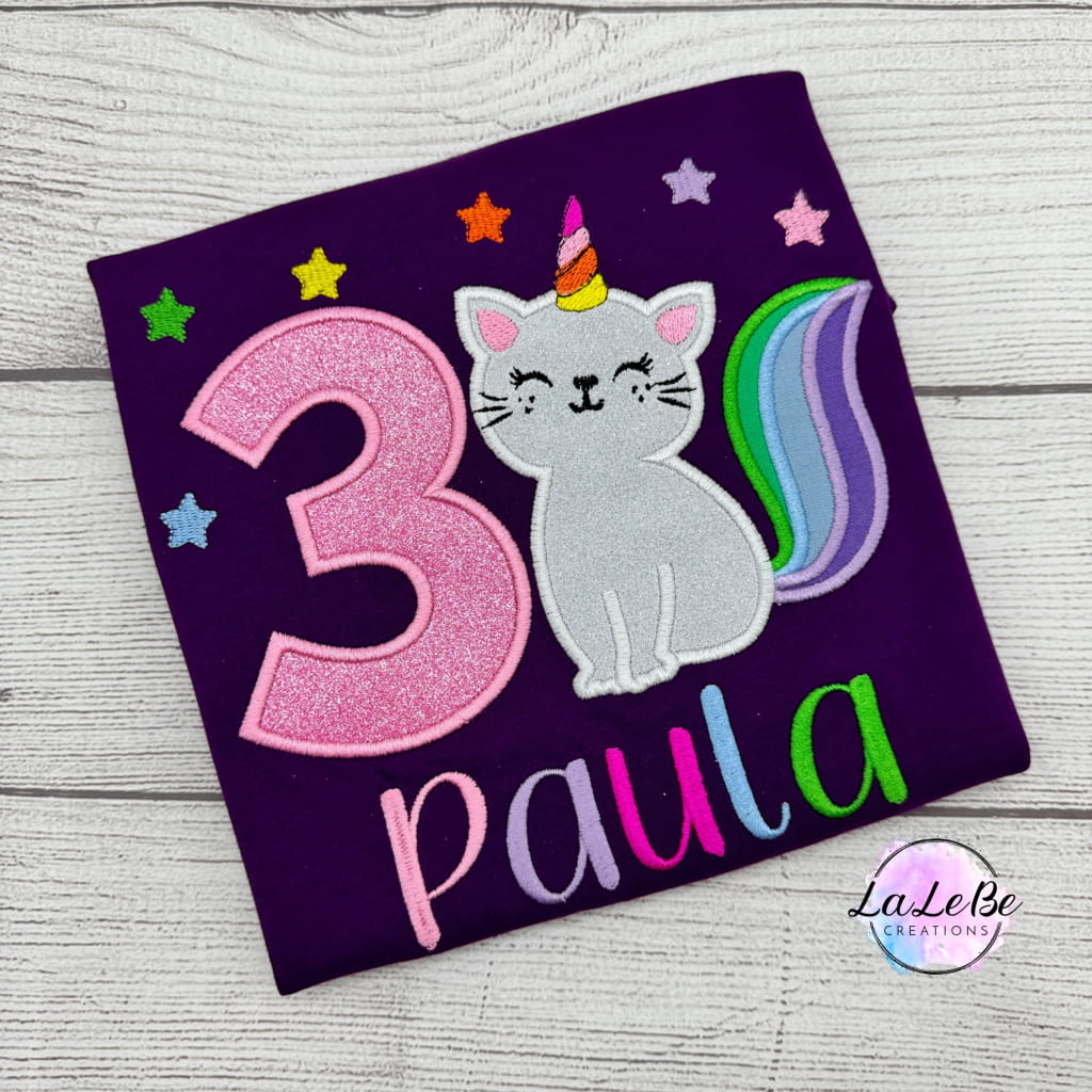 Einhornkatze Geburtstagsshirt für Mädchen - lalebecreations.de