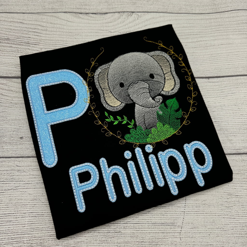 Elefant Geburtstagsshirt für Kinder - Bestickt