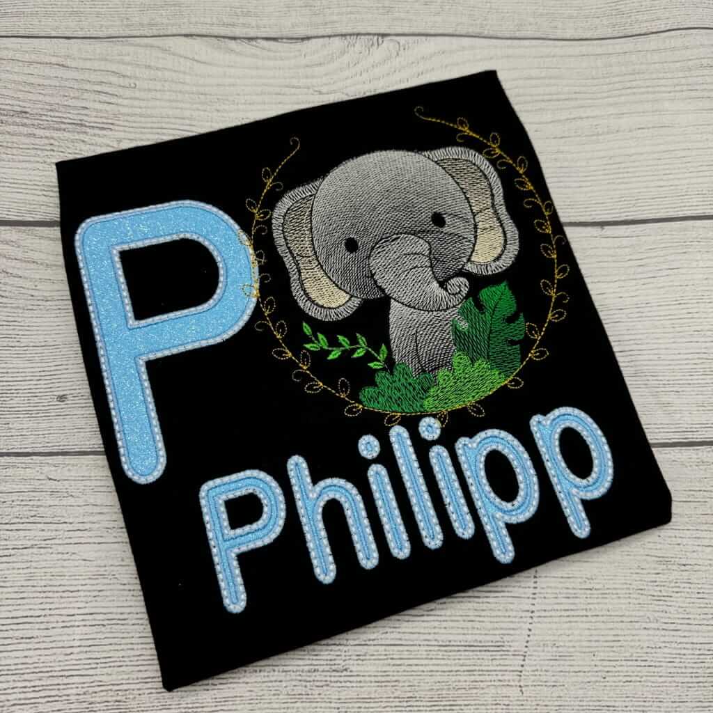 Elefant Geburtstagsshirt für Kinder - Bestickt und Personalisiert - Mit Glitzer - lalebecreations.de