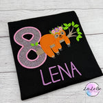 Faultier Geburtstagsshirt Mädchen | Blumenkrone | Name & Alter bestickt - lalebecreations.de
