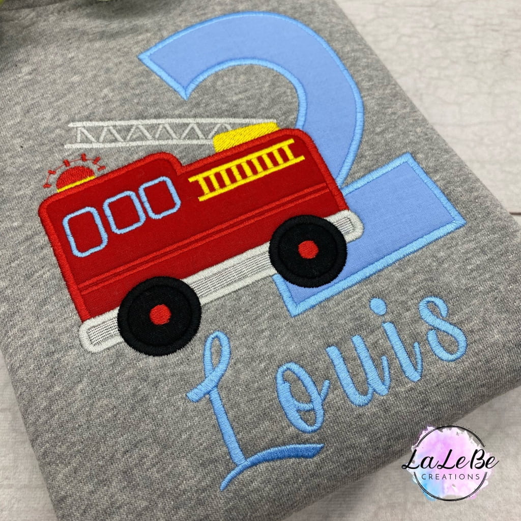 Feuerwehrauto-Geburtstagspullover - lalebecreations.de