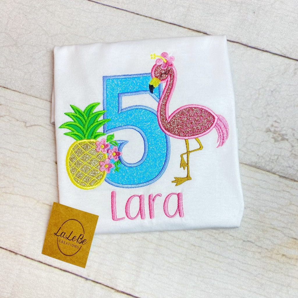 Flamingo Personalisiertes Kinder Geburtstagsshirt - lalebecreations.de