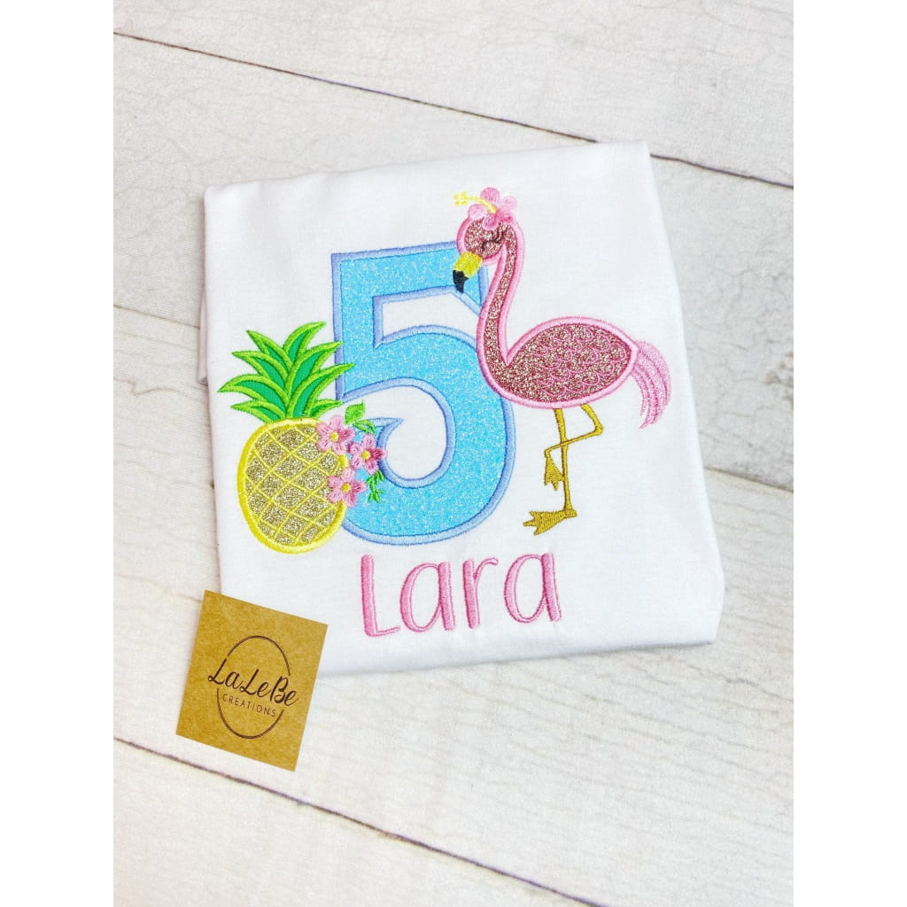 Flamingo Personalisiertes Kinder Geburtstagsshirt - lalebecreations.de