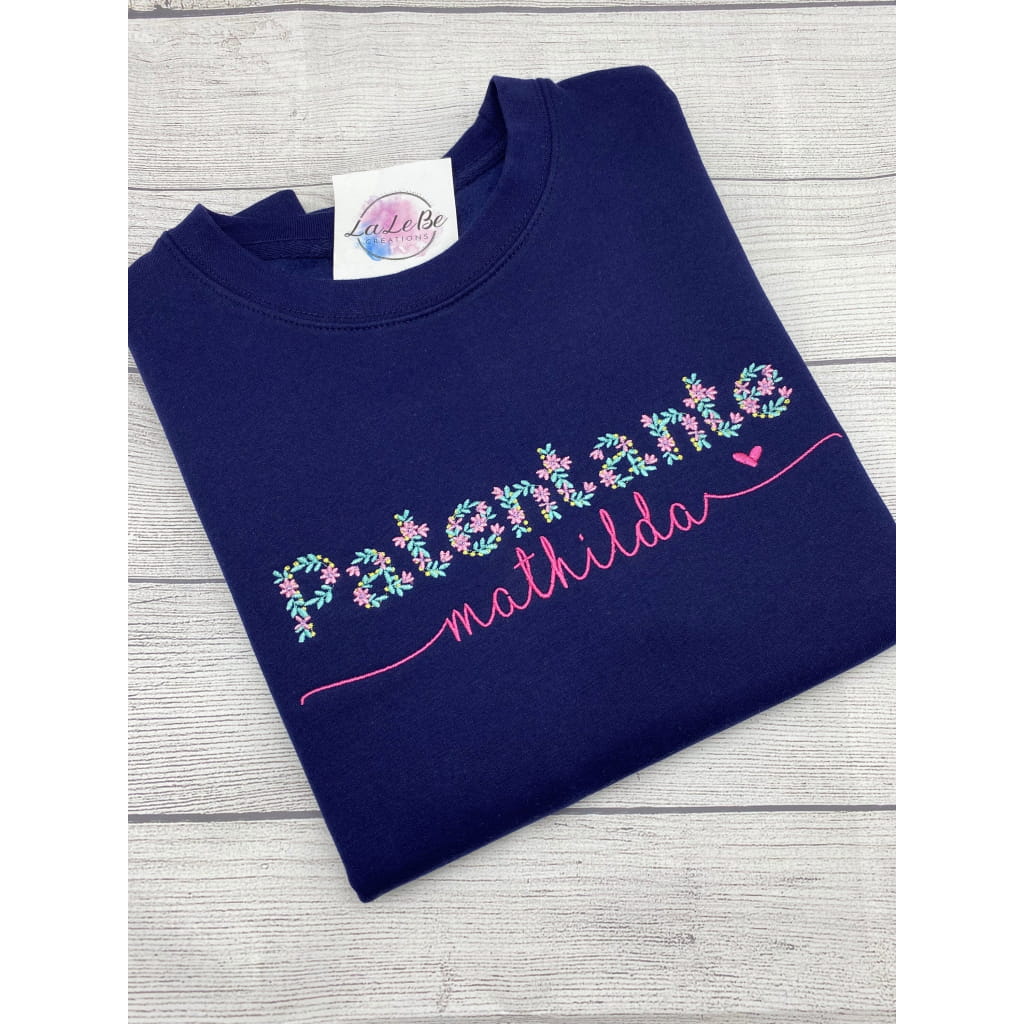 Floral Patentante Sweatshirt personalisiert mit Name Navy