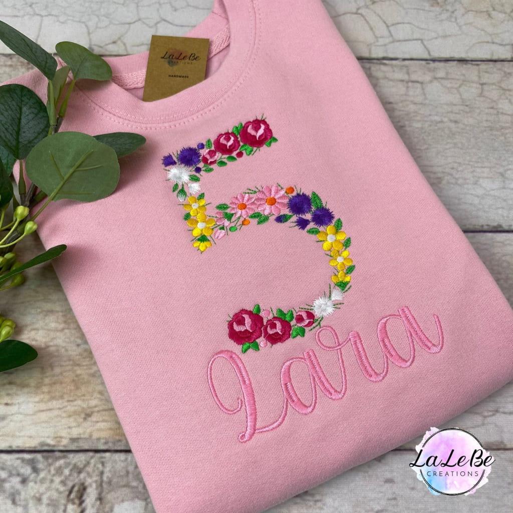 Geburtstags - Pullover mit Blumenzahlen - lalebecreations.de