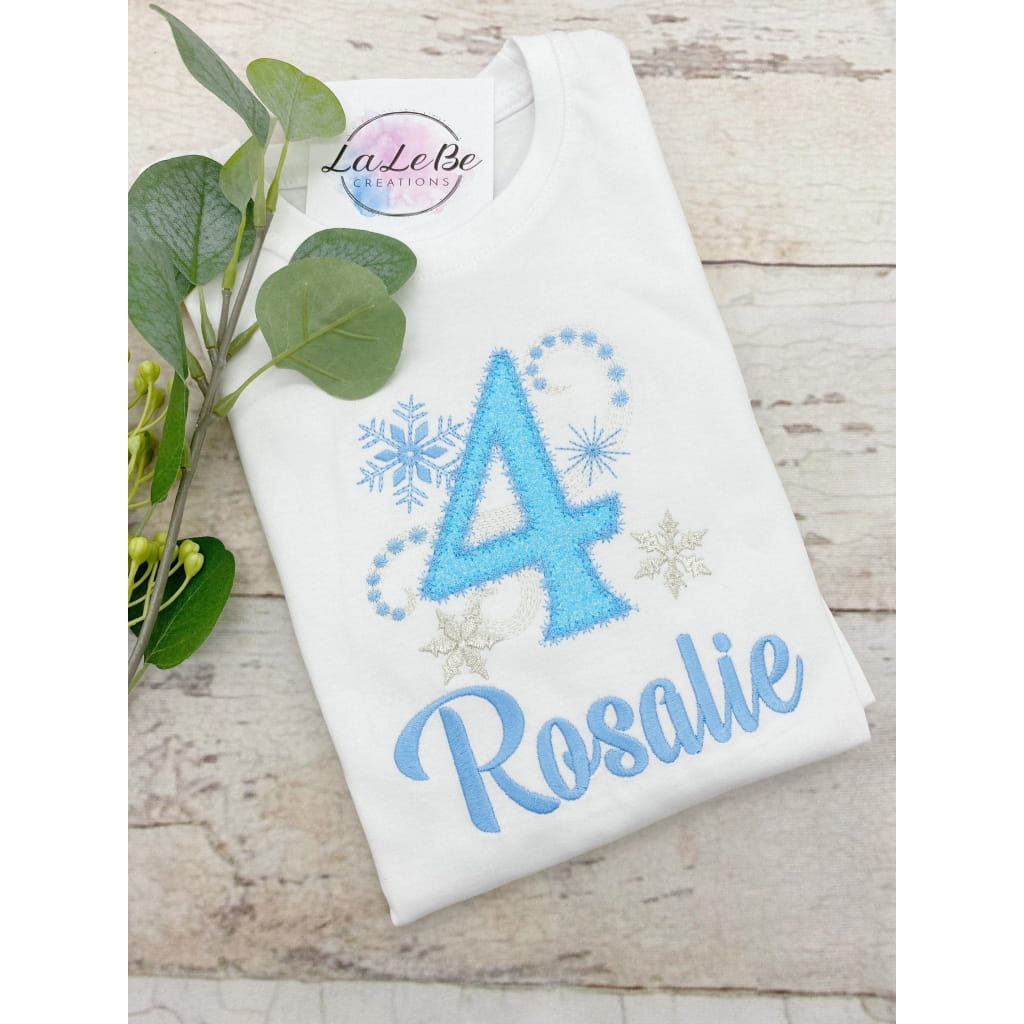 Geburtstags-Shirt mit Schneeflocken - lalebecreations.de