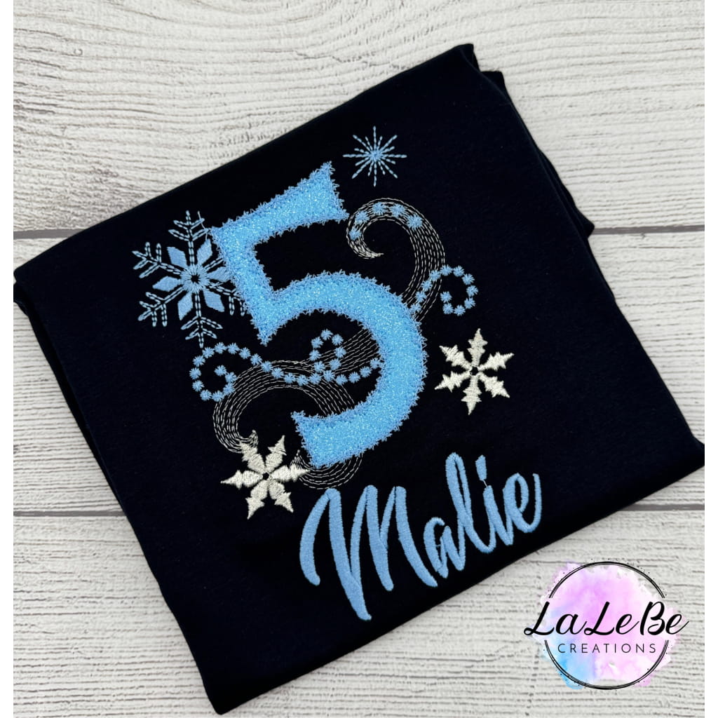 Geburtstags-Shirt mit Schneeflocken