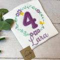 Geburtstags-T-Shirt mit Blumenkranz und Glitzerzahl