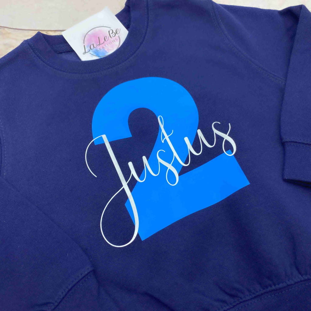 Geburtstagspullover für Kinder mit Zahl und Name