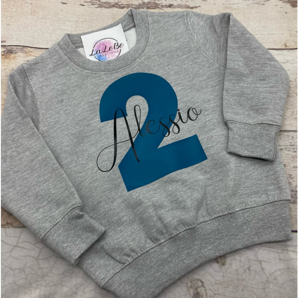 Geburtstagspullover für Kinder mit Zahl und Name