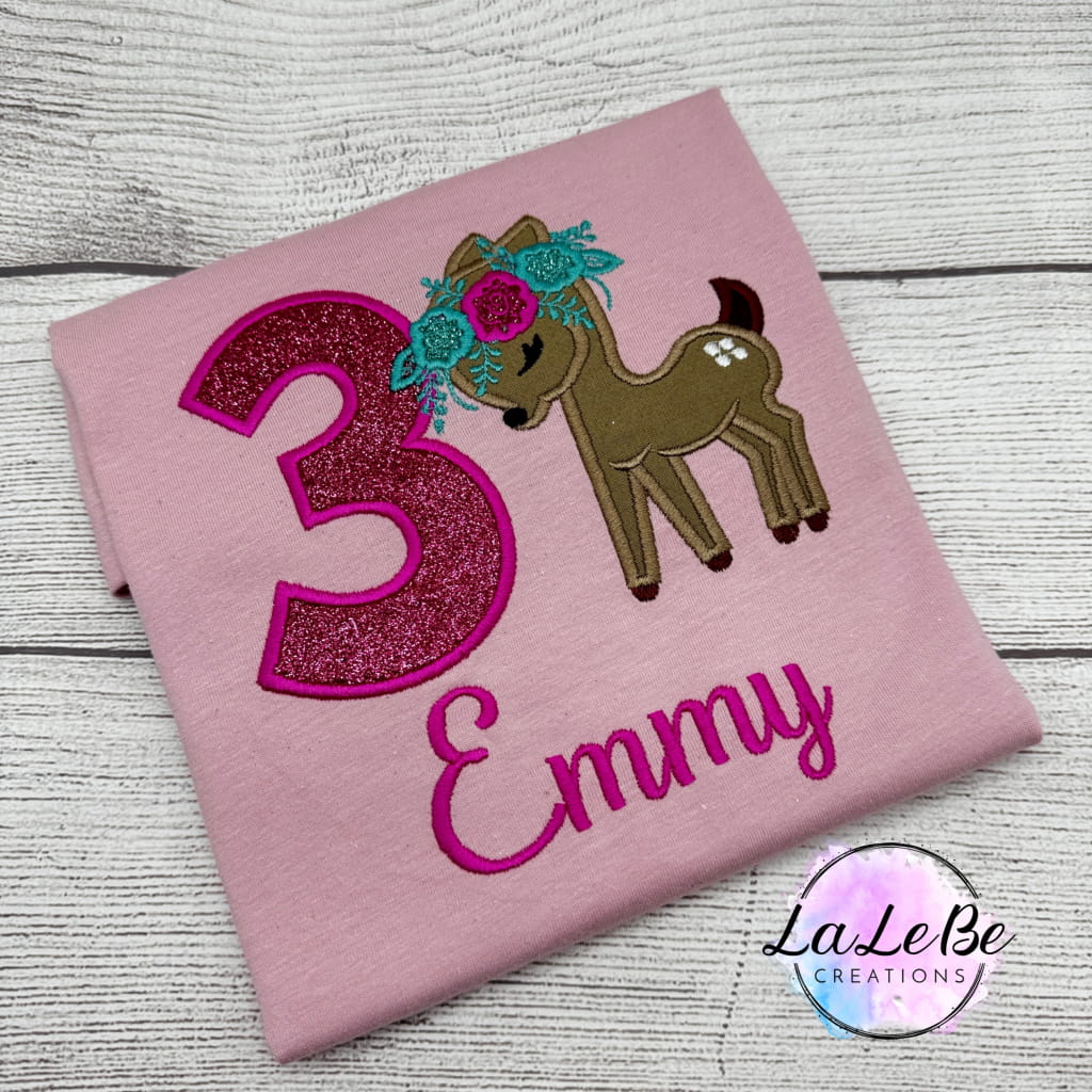 Geburtstagsshirt für Mädchen mit Hirschmotiv - lalebecreations.de