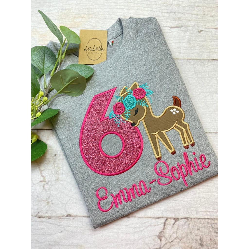 Geburtstagsshirt für Mädchen mit Hirschmotiv - lalebecreations.de