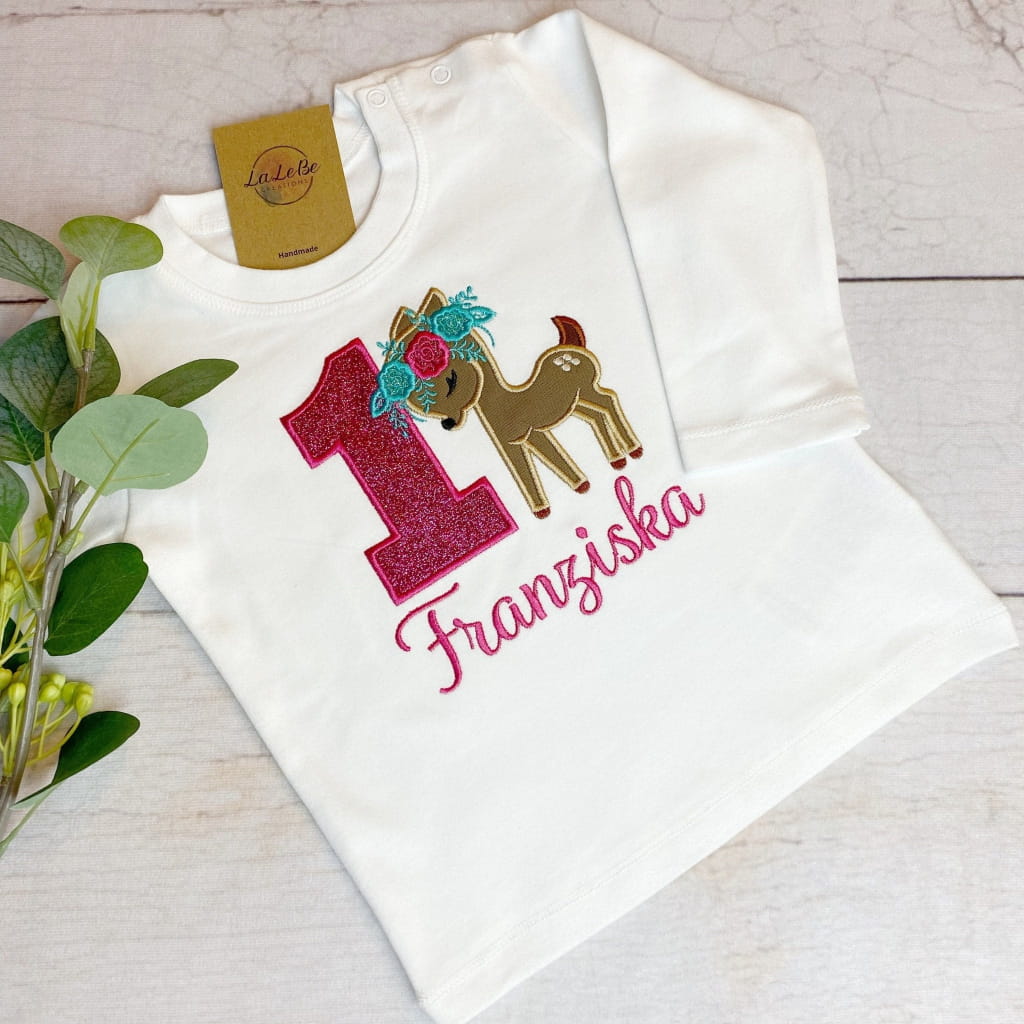 Geburtstagsshirt für Mädchen mit Hirschmotiv - lalebecreations.de