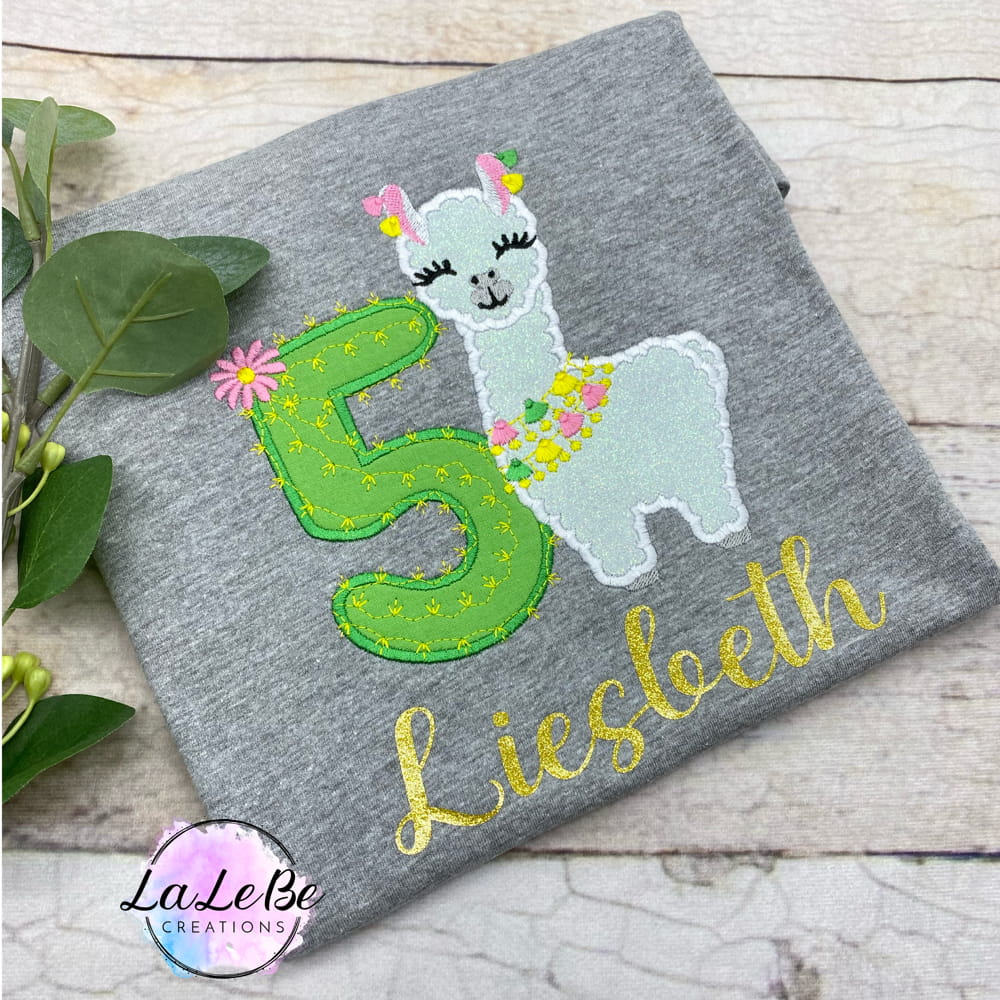 Geburtstagsshirt Lama und Kaktus - lalebecreations.de