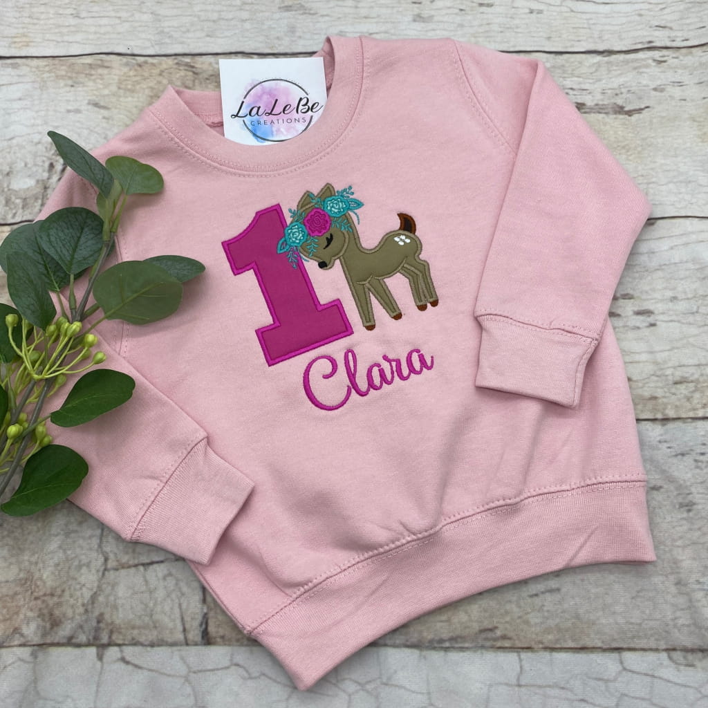 Geburtstagssweatshirt für Mädchen mit Hirsch - Motiv - lalebecreations.de