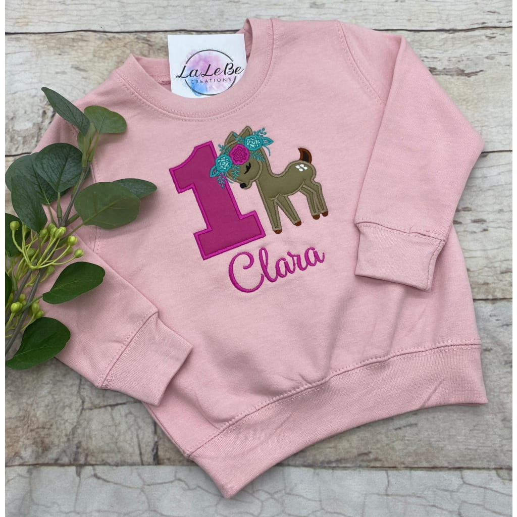 Geburtstagssweatshirt für Mädchen mit Hirsch - Motiv - lalebecreations.de