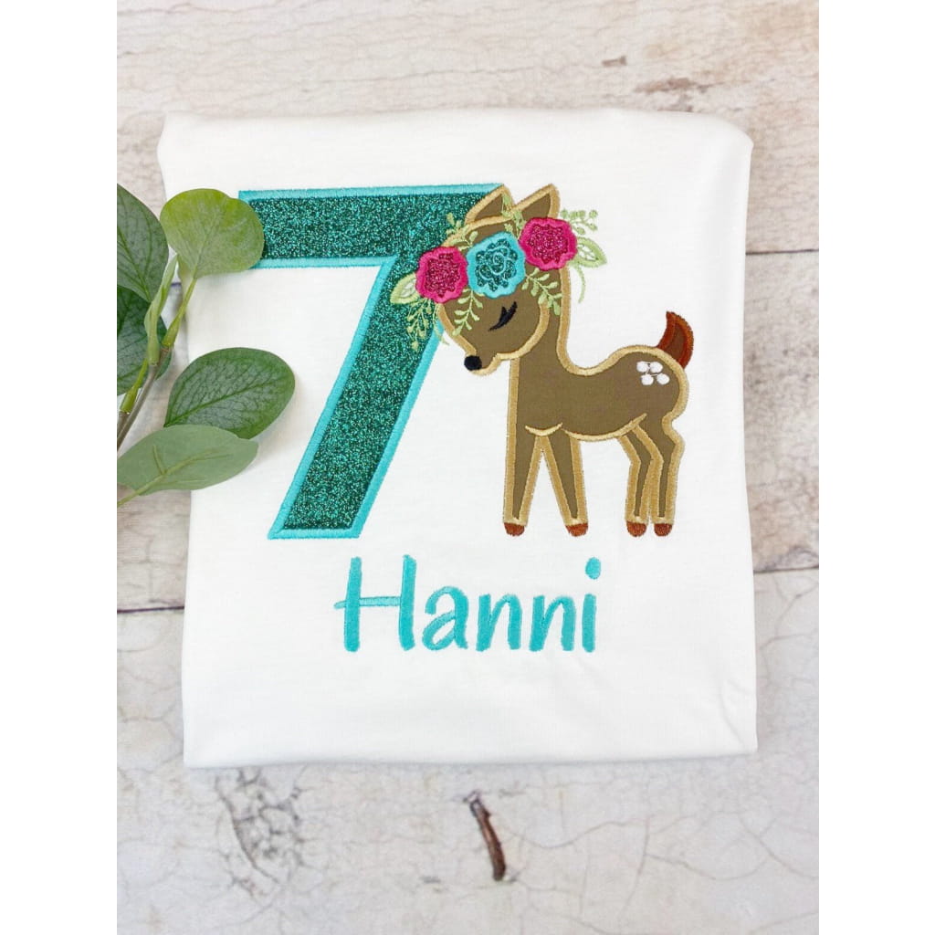 Hirsch Reh Geburtstagsshirt für Mädchen - lalebecreations.de