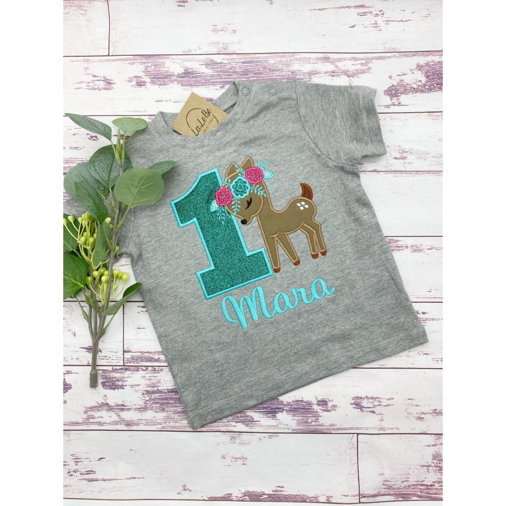 Hirsch Reh Geburtstagsshirt für Mädchen - lalebecreations.de
