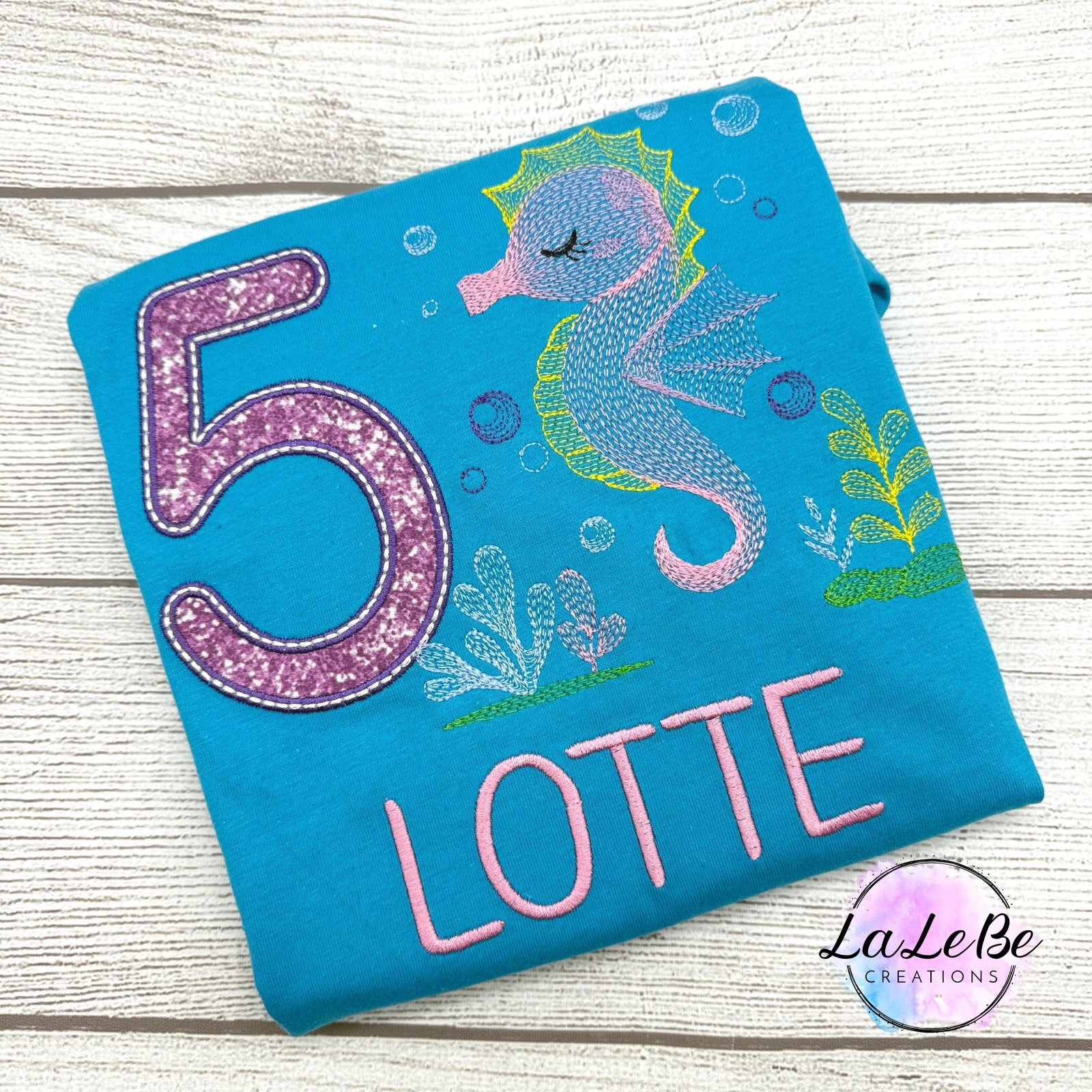 Seepferdchen Geburtstagsshirt Bestickt –