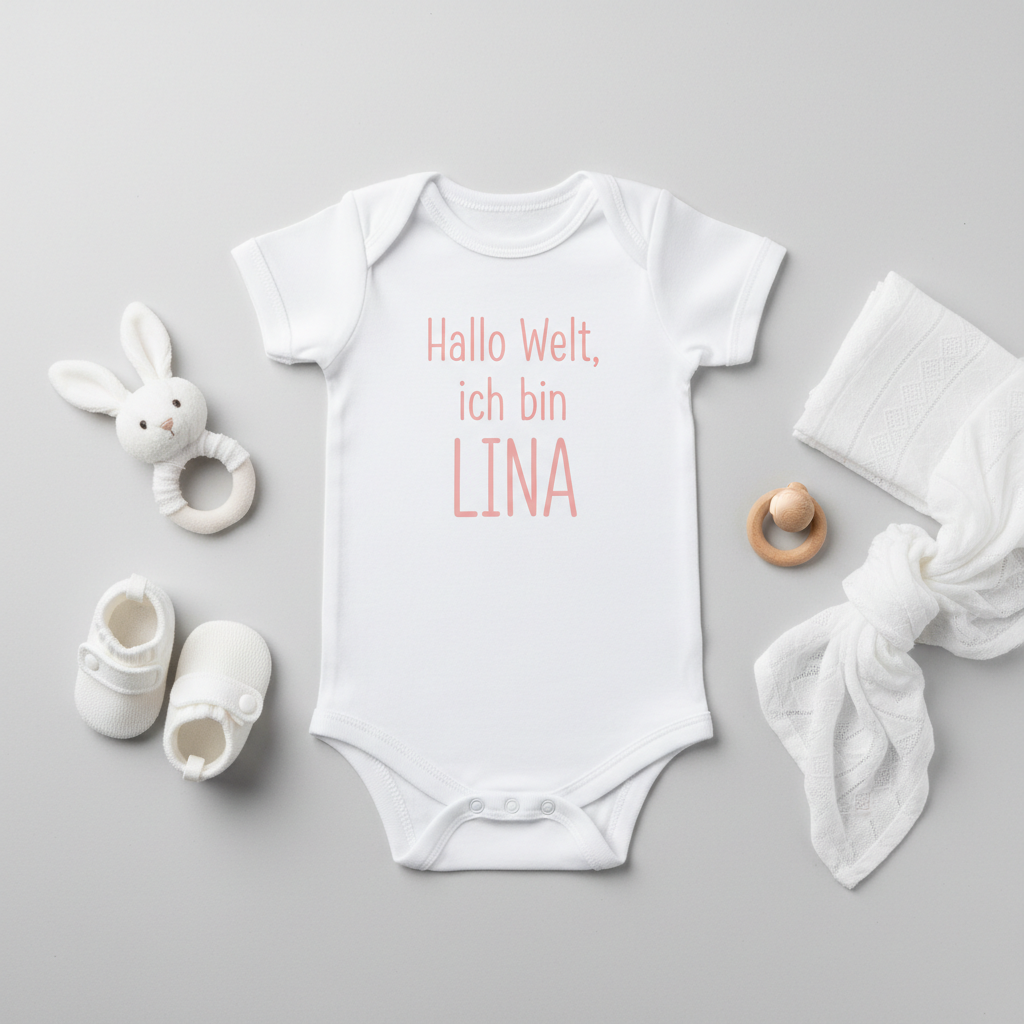 Hallo Welt ich bin [Name] - Personalisierter Baby Body