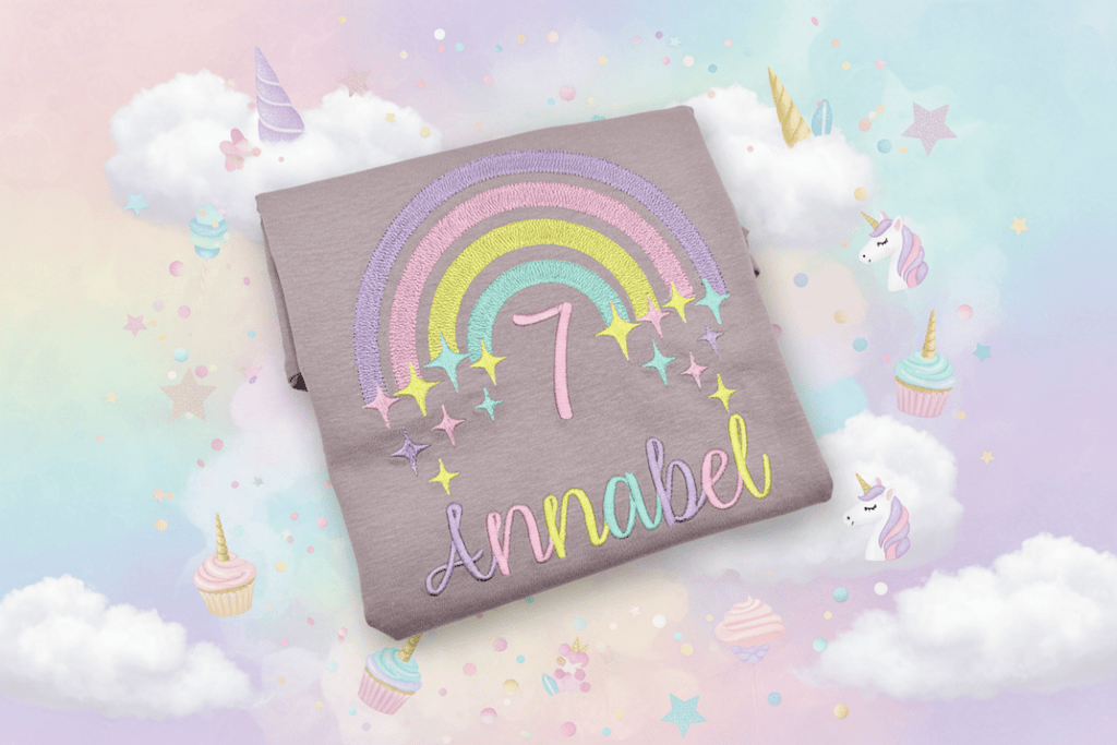 Personalisiertes Regenbogen Geburtstagsshirt für Kinder