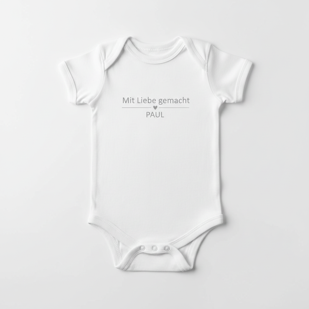 Mit Liebe gemacht - [Name] - Personalisierter Baby Body
