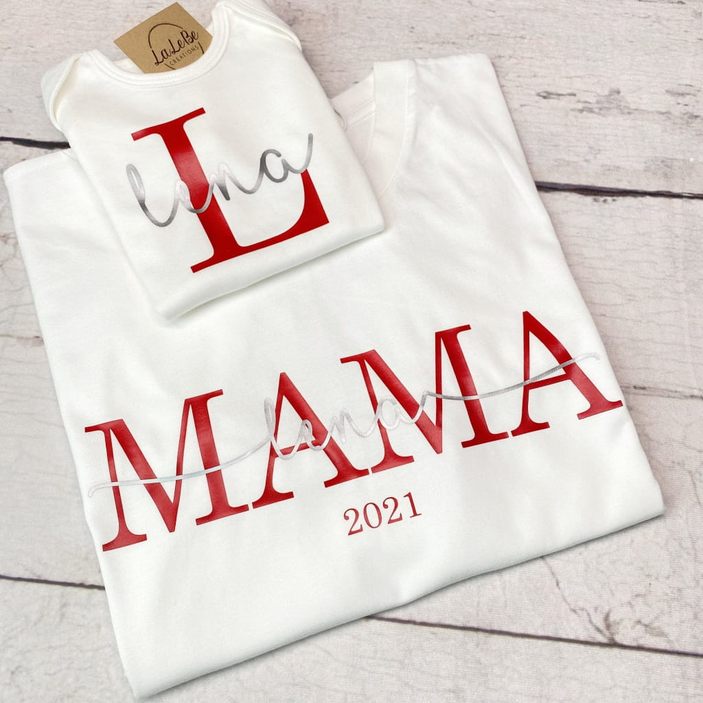 Mama Mini Papa Familienoutfit, Partnerlook Mutter Tochter Vater - lalebecreations.de