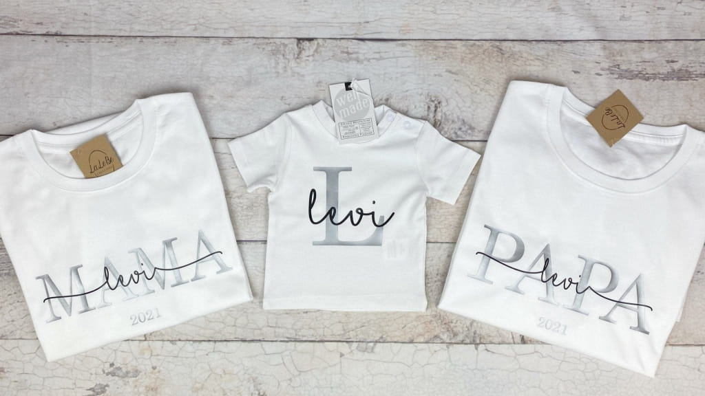 Mama Mini Papa Familienoutfit, Partnerlook Mutter Tochter Vater - lalebecreations.de