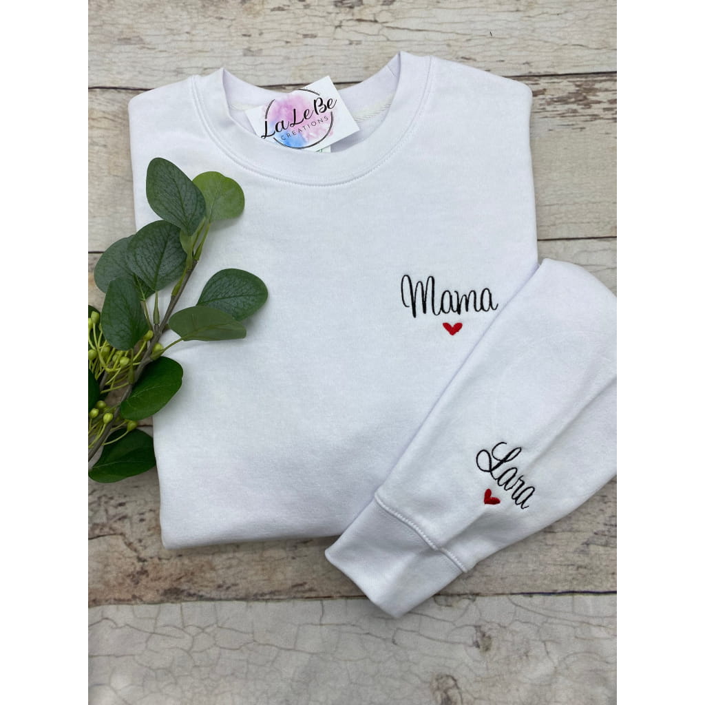 MAMA Sweatshirt mit Stickerei auf dem Ärmel, Mama Papa Partnerlook - lalebecreations.de