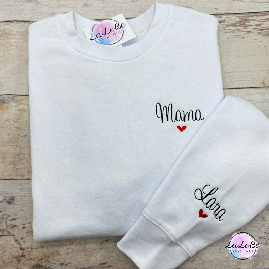 MAMA Sweatshirt mit Stickerei auf dem Ärmel, Mama Papa Partnerlook - lalebecreations.de