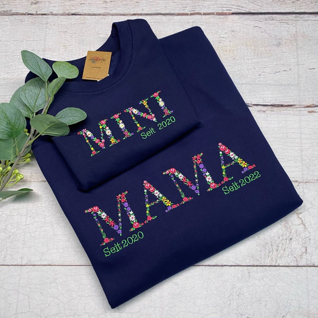 MAMA Sweatshirt personalisiert mit Geburtsjahrgang / Navy